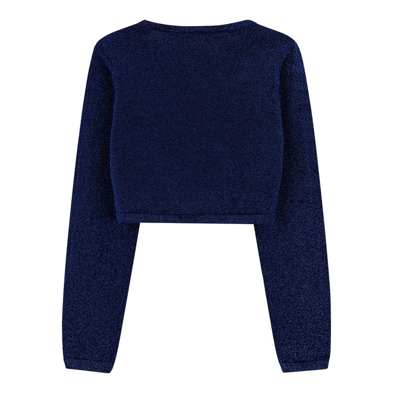 BOLEROSE Girls Long Sleeve Sparkle Cardigan Childrens Kids Bolero Shrug (Midnight Blue, 7-8 YRS) - Image 2
